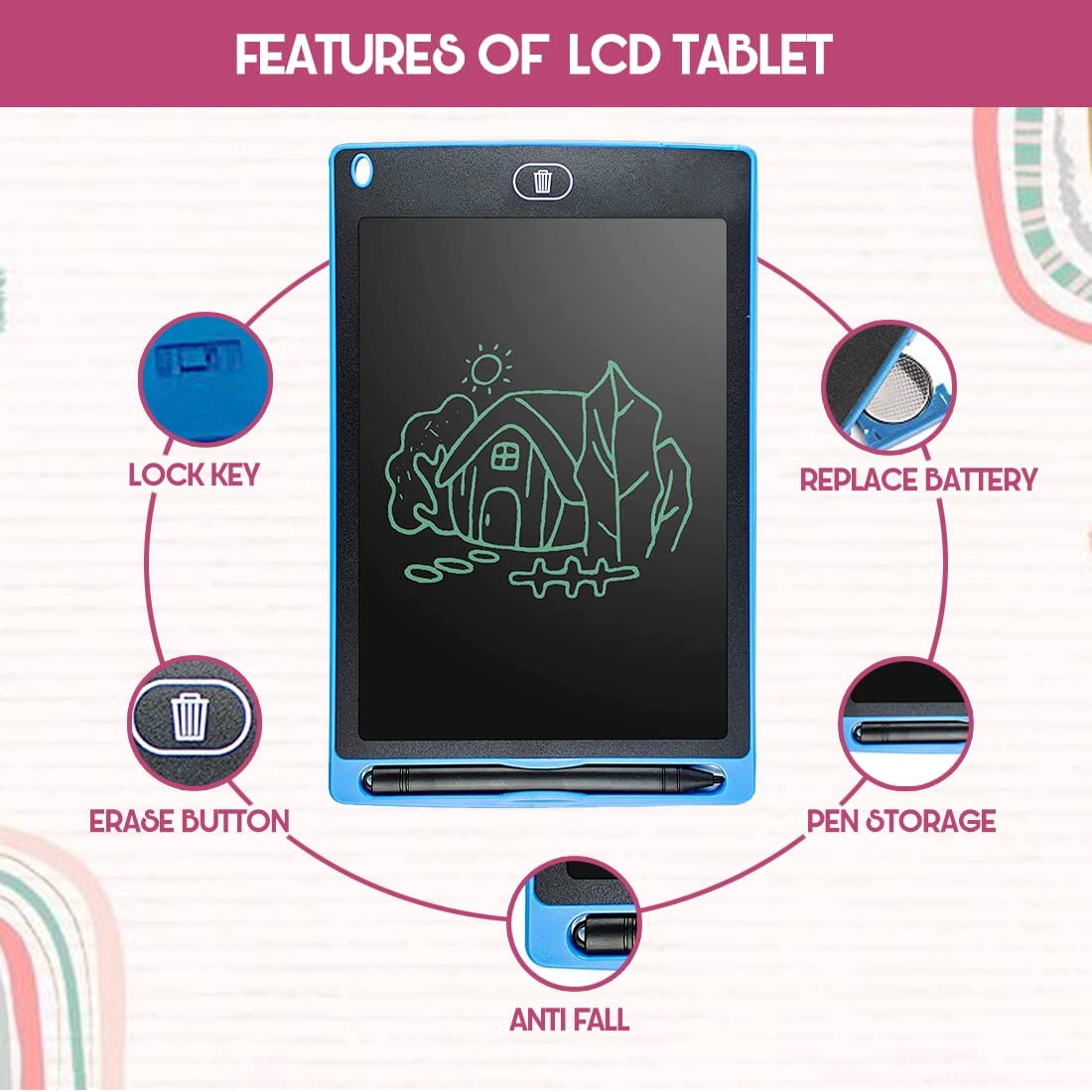 Hardbound LCD Writing Pad – Reusable Digital Writing & Drawing Tablet