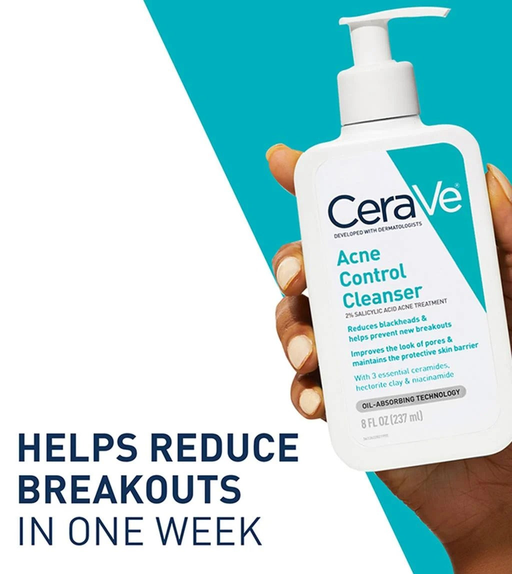 CeraVe Acne Control Cleanser – 2% Salicylic Acid Acne Face Wash