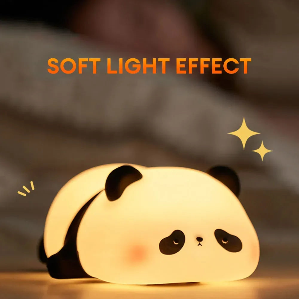 Cute Panda Night Light – Soft Silicone LED Lamp