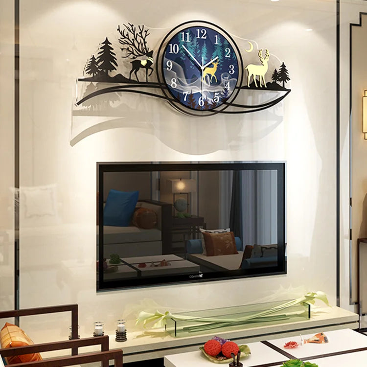 Forest Figure Deer 3D Wood Wall Clock – Elegant Nature-Inspired Home Décor
